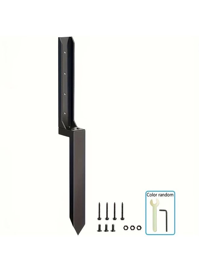 1 Pack Black Metal Fence Post Repair Kit Heavy Duty Steel Anchors For Tilted Broken Wood Support - Image 1