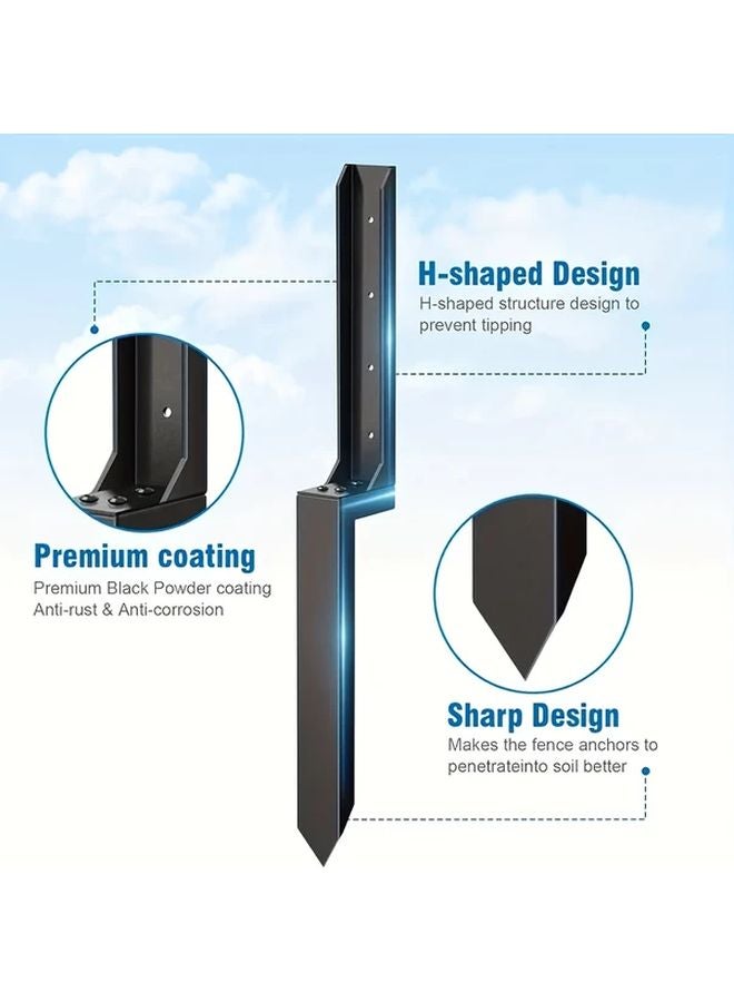 1 Pack Black Metal Fence Post Repair Kit Heavy Duty Steel Anchors For Tilted Broken Wood Support - Image 5