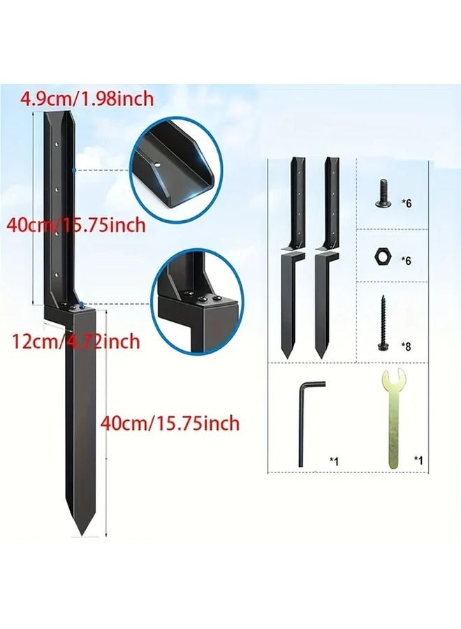 1 Pack Black Metal Fence Post Repair Kit Heavy Duty Steel Anchors For Tilted Broken Wood Support - Image 4