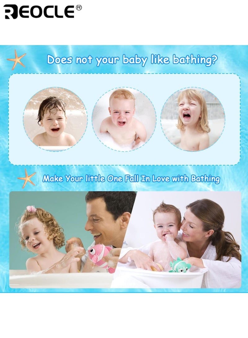 REOCLE 3PCS Wind-Up Floating Swimming Clownfish Baby Bath Toy Set with Paddling Pool Water Toys & Bath Time Shower Game Bath Time Shower Gifts for 1-3 Year Olds Kids Toddler Girls and Boys - Image 4