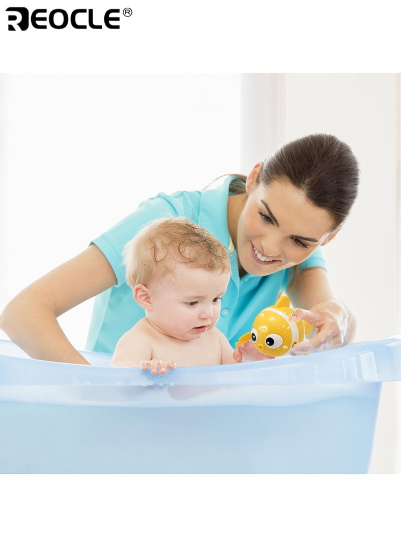 REOCLE 3PCS Wind-Up Floating Swimming Clownfish Baby Bath Toy Set with Paddling Pool Water Toys & Bath Time Shower Game Bath Time Shower Gifts for 1-3 Year Olds Kids Toddler Girls and Boys - Image 5