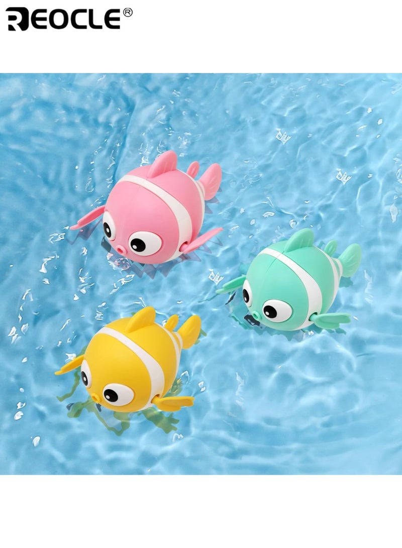 REOCLE 3PCS Wind-Up Floating Swimming Clownfish Baby Bath Toy Set with Paddling Pool Water Toys & Bath Time Shower Game Bath Time Shower Gifts for 1-3 Year Olds Kids Toddler Girls and Boys - Image 2