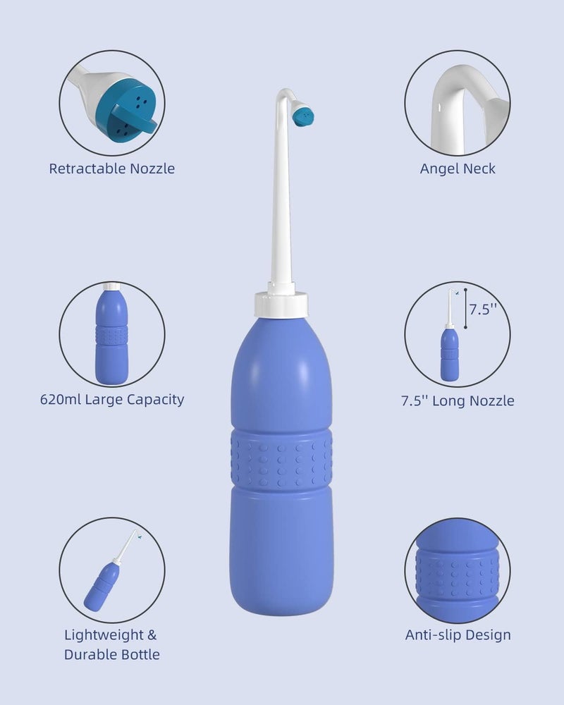 Hibbent Portable Bidet Sprayer and Travel Bidet with Hand Held Bidet Bottle for Personal Cleansing Use Extended Nozzle - Personal Hygiene Care Toilet Bidet Shower/Bathroom Bidet Spray -21.8oz(620ml) - Image 2
