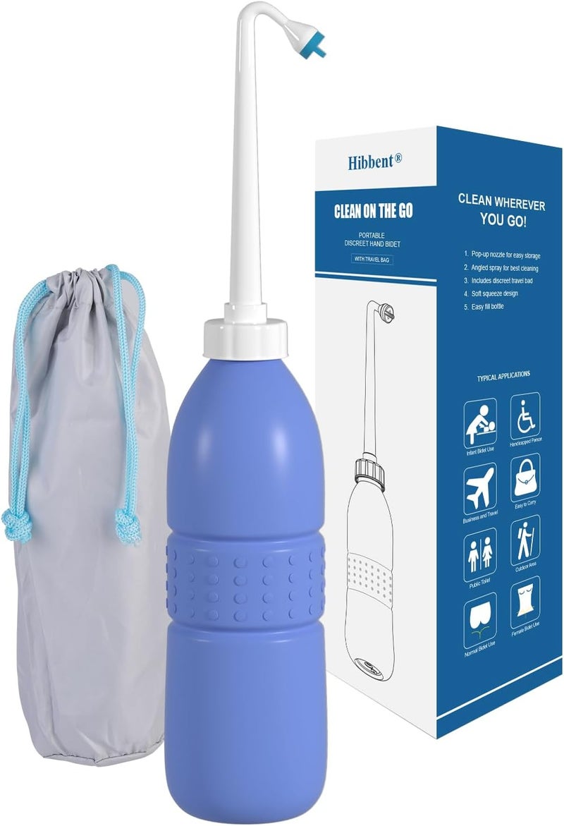 Hibbent Portable Bidet Sprayer and Travel Bidet with Hand Held Bidet Bottle for Personal Cleansing Use Extended Nozzle - Personal Hygiene Care Toilet Bidet Shower/Bathroom Bidet Spray -21.8oz(620ml) - Image 1