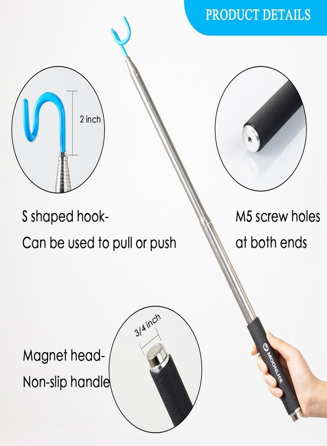 Moonlike Telescoping Pickup Tool Magnetic Pole with Hook, 10 ft Telescopic Grabber Hook Pole Wire Reacher Tool, Push Pull Rod - Image 2