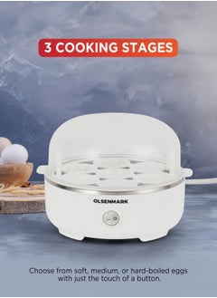 Olsenmark Egg Boiler Steamer Cooker OMEB7043, 360W Cooks 7 Eggs Poacher, 3 Cooking Stages, Automatic Power Off, Indicator Light, Stainless Steel Heating and Steaming Plate, Comes with Measuring Cups, Over Heating Protection  - Image 2