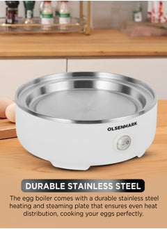 Olsenmark Egg Boiler Steamer Cooker OMEB7043, 360W Cooks 7 Eggs Poacher, 3 Cooking Stages, Automatic Power Off, Indicator Light, Stainless Steel Heating and Steaming Plate, Comes with Measuring Cups, Over Heating Protection  - Image 4