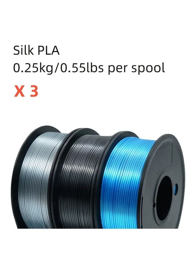 Silk Black Gray Blue PLA 3D Printer Filament 3 Rolls 1.75mm 250G Smooth Bundle - Image 1