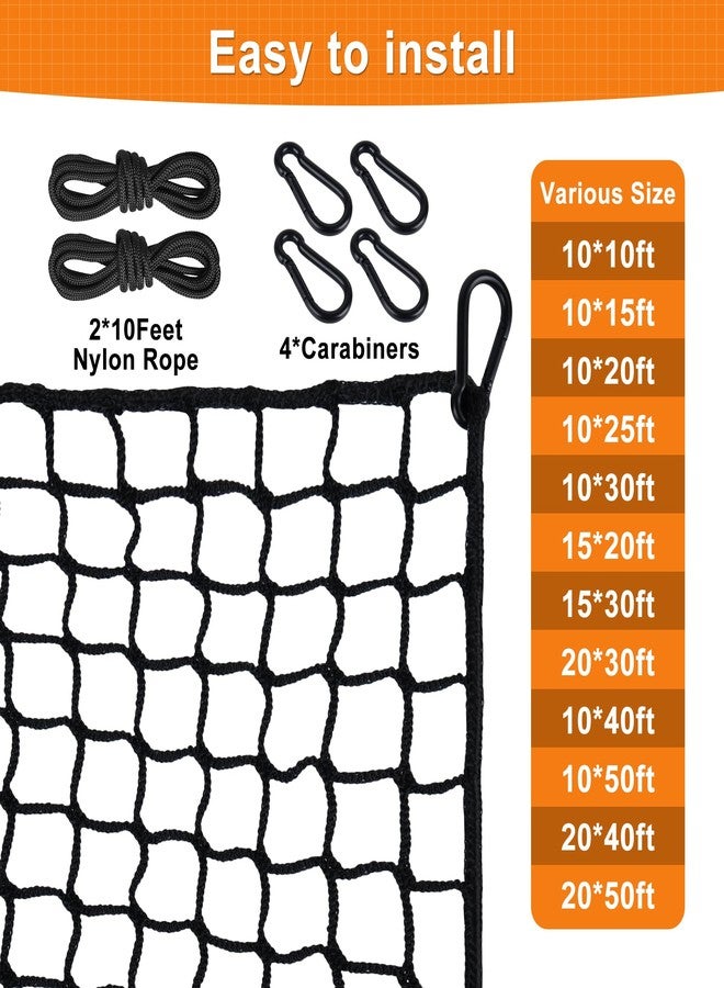 Visupor Nylon Golf Net 10/15/20/25/30/40/50ft,Golf Practice Net with Rope and Carabiners,Durable Golf Hitting Net,Weatherproof Golf Netting,Practice Barrier Nets for Golf, Baseball, Hockey, Soccer - Image 3