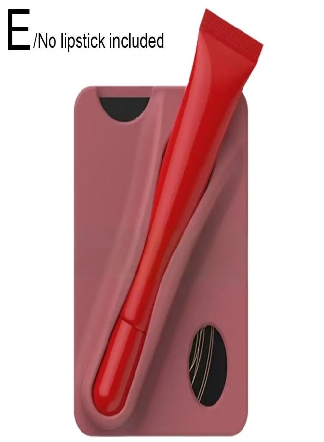 AROAQ Universal Silicone Lipstick Clip Card Holder for Phone Case – Anti-Fall Lip Gloss & Card Pocket with Kickstand | Compatible with Samsung, iPhone, Redmi, OnePlus, Pixel , Dark Pink - Image 1