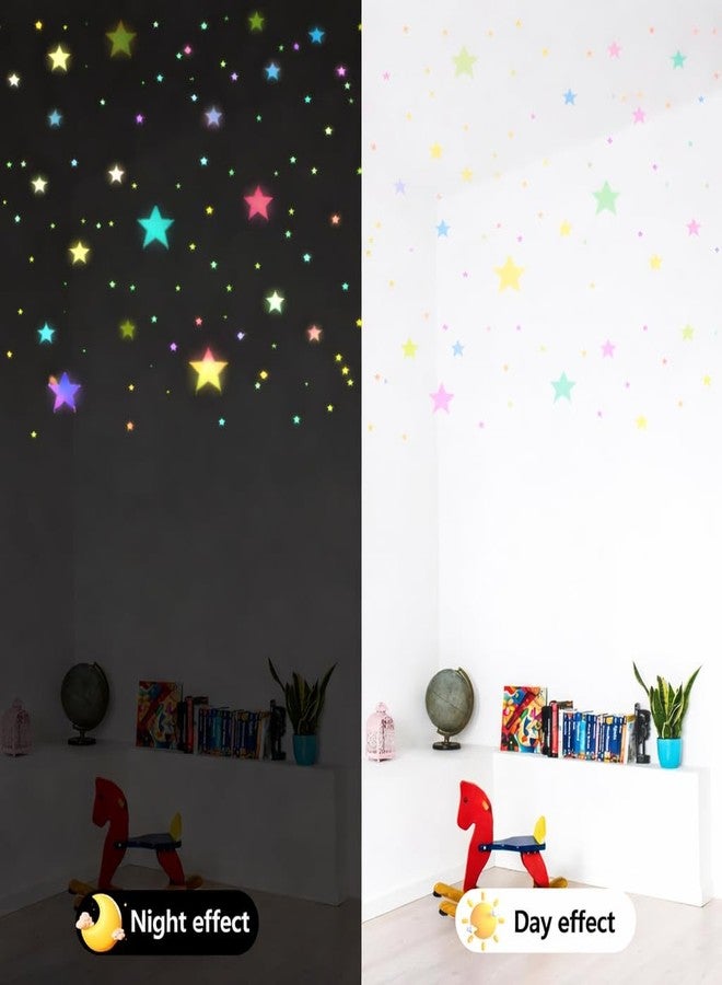 YTM Multicolor Glow in the Dark Stars Wall Stickers 50 Pcs | Fluorescent Night Glow Wall Ceiling Stars | Kids Room Teen Room Home Decor | Non-Toxic Eco-Friendly | Peel Stick Room Decor - Image 5