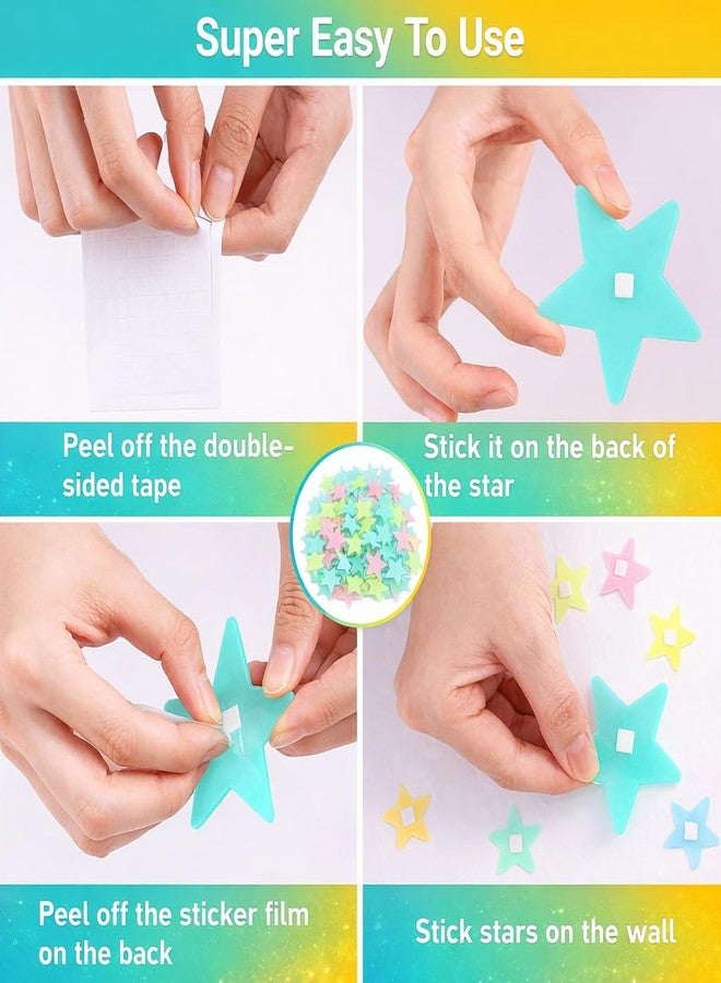 YTM Multicolor Glow in the Dark Stars Wall Stickers 50 Pcs | Fluorescent Night Glow Wall Ceiling Stars | Kids Room Teen Room Home Decor | Non-Toxic Eco-Friendly | Peel Stick Room Decor - Image 3