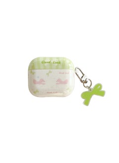 Applicable To AirPods1/2/3 For Apple AirPods Pro2 Cat Wireless Bluetooth Anti-fall Earphone Case-color:Green Puppy With Keychain-Applicable Models:Airpods Pro2
