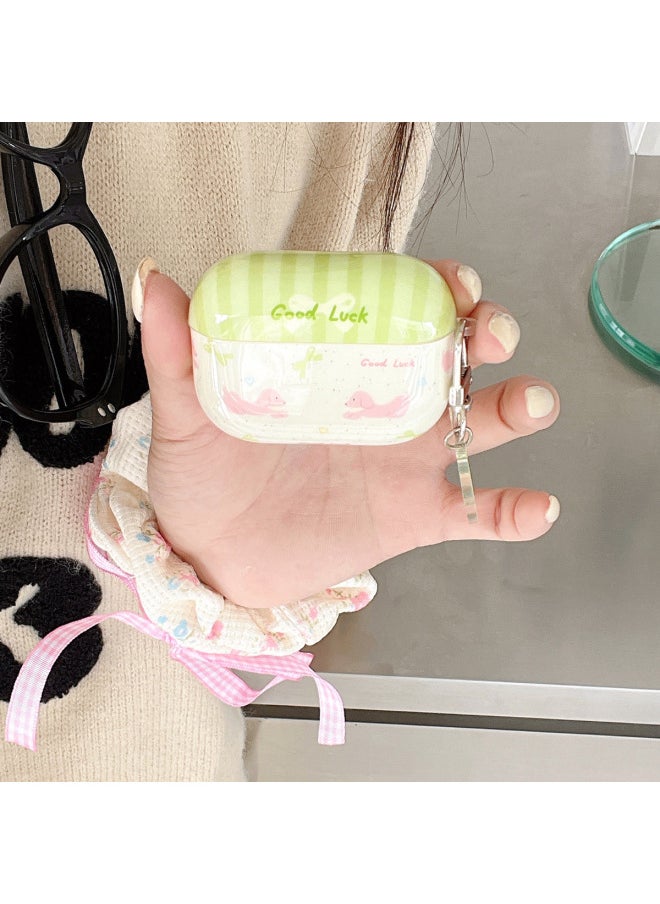 Generic - Applicable To AirPods1/2/3 For Apple AirPods Pro2 Cat Wireless Bluetooth Anti-fall Earphone Case-color:Green Puppy With Keychain-Applicable Models:Airpods Pro2 - Image 1