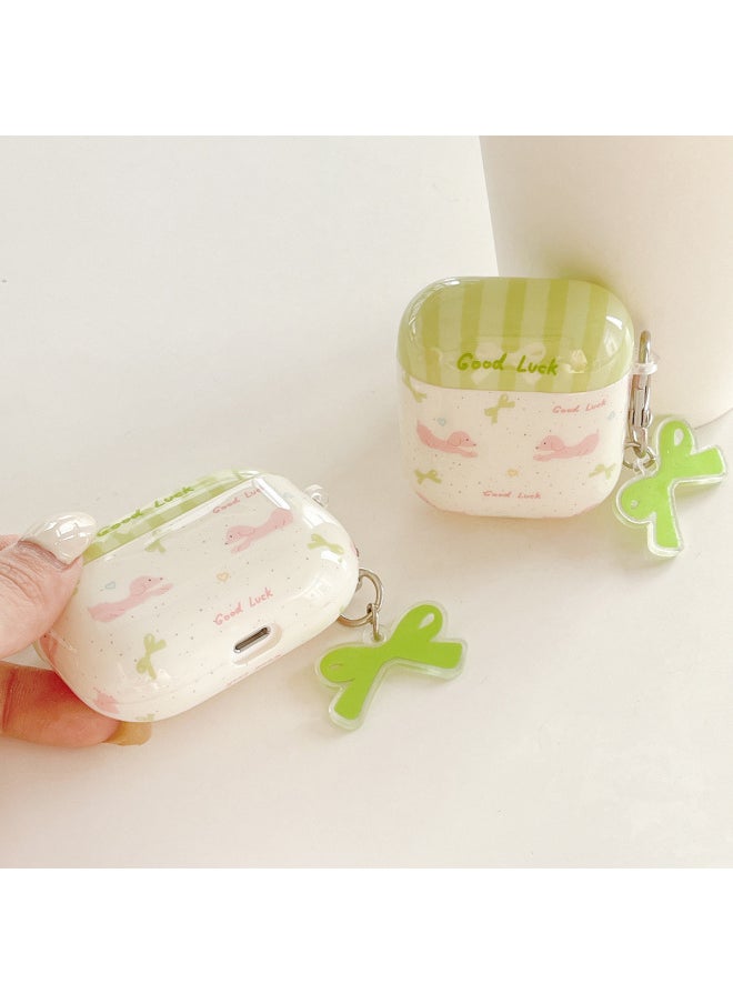 Generic - Applicable To AirPods1/2/3 For Apple AirPods Pro2 Cat Wireless Bluetooth Anti-fall Earphone Case-color:Green Puppy With Keychain-Applicable Models:Airpods Pro2 - Image 1