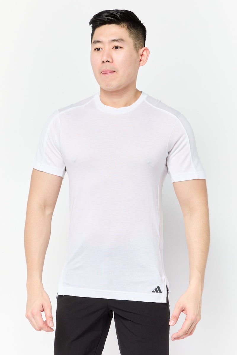 Adidas Men Sportswear  Fit Short Sleeves Yoga T-shirt, White  - Image 1