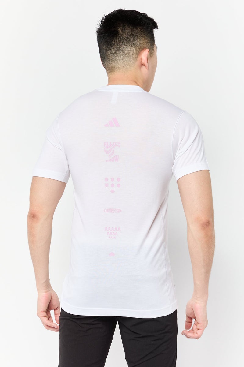 Adidas Men Sportswear  Fit Short Sleeves Yoga T-shirt, White  - Image 3