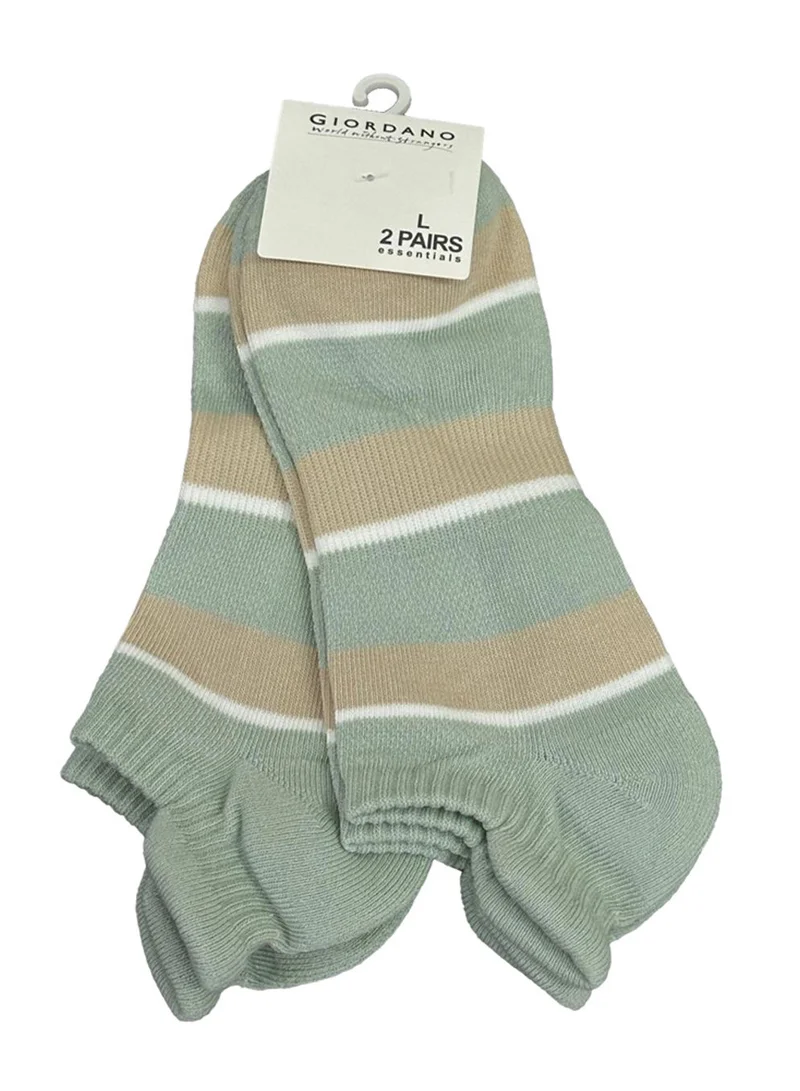 GIORDANO Unisex Lion Logo Socks: 2-Pack Cotton Blend Ankle Length