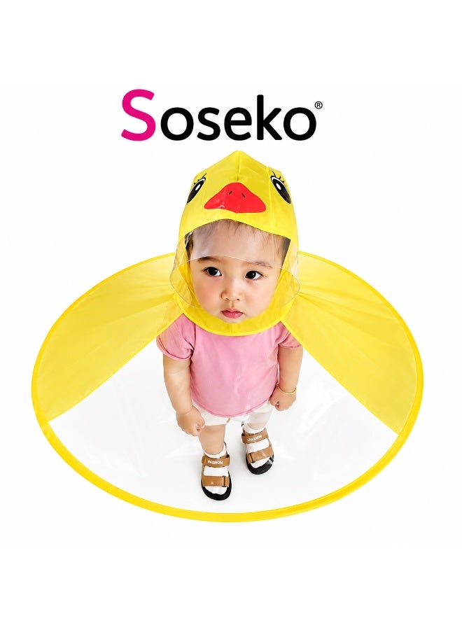 SOSEKO Kids Duck Rain Protection Cape, Waterproof Hooded Rain Poncho with Wide Brim - Image 1