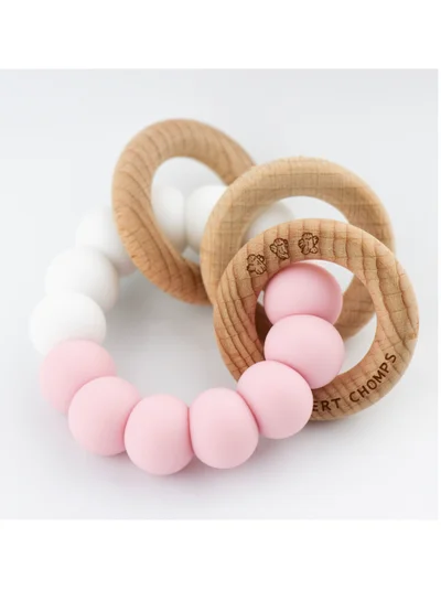 Desert Chomps Desert Chomps Trio Rattle Teether - Pink