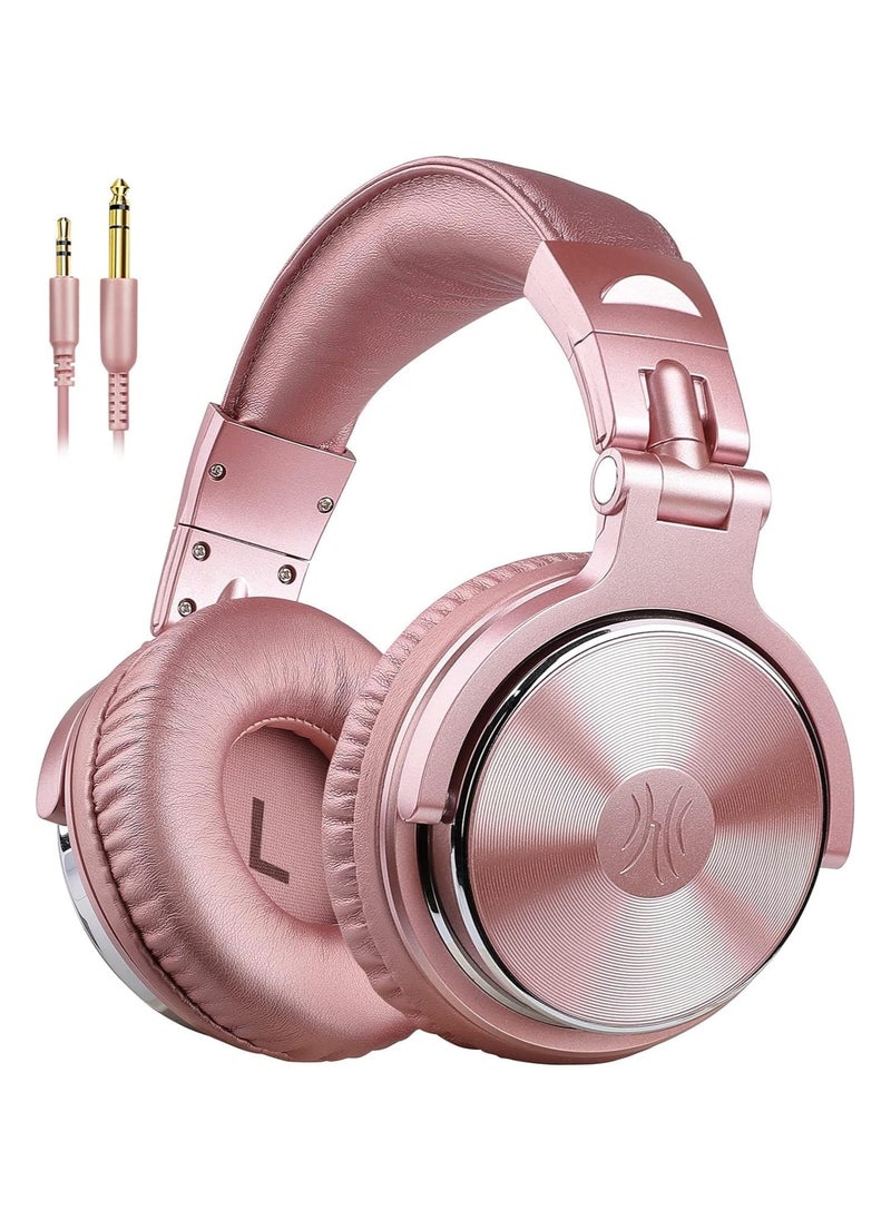 OneOdio OneOdio Over Ear Headphones for Studio Monitoring and Mixing, Wired Bass Stereo Sound Headsets with Share Port, 50mm Driver Rose Gold DJ Headsets with Mic for PC, Phone, Laptop, Guitar, Piano (Rose Gold)  - Image 1