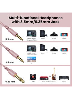 OneOdio OneOdio Over Ear Headphones for Studio Monitoring and Mixing, Wired Bass Stereo Sound Headsets with Share Port, 50mm Driver Rose Gold DJ Headsets with Mic for PC, Phone, Laptop, Guitar, Piano (Rose Gold)  - Image 2