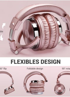 OneOdio OneOdio Over Ear Headphones for Studio Monitoring and Mixing, Wired Bass Stereo Sound Headsets with Share Port, 50mm Driver Rose Gold DJ Headsets with Mic for PC, Phone, Laptop, Guitar, Piano (Rose Gold)  - Image 3