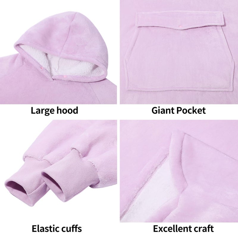 Krifey Wearable Blanket Hoodie, Oversized Sherpa Fleece Sweatshirt with Giant Pocket, Birthday Gifts for Women, Mom, Sister, Whisper Lavender - Image 4
