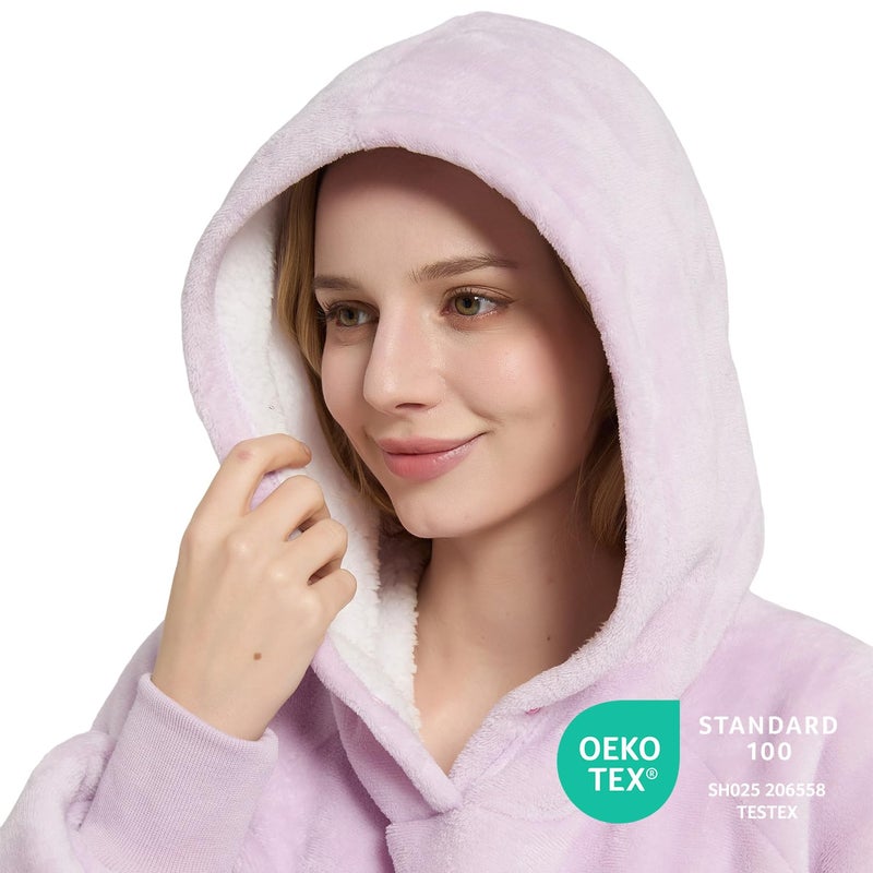 Krifey Wearable Blanket Hoodie, Oversized Sherpa Fleece Sweatshirt with Giant Pocket, Birthday Gifts for Women, Mom, Sister, Whisper Lavender - Image 2