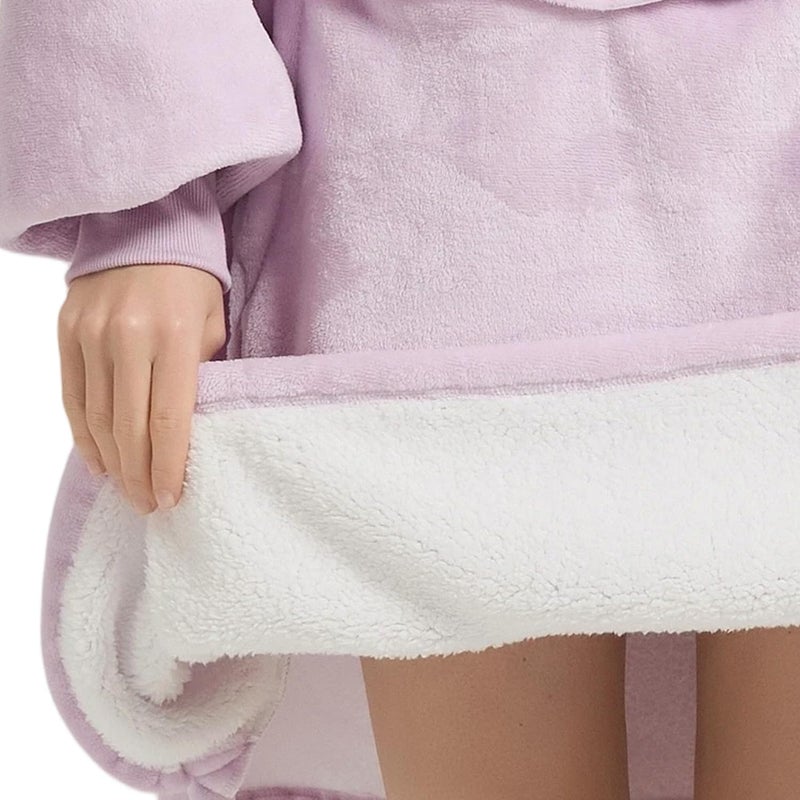 Krifey Wearable Blanket Hoodie, Oversized Sherpa Fleece Sweatshirt with Giant Pocket, Birthday Gifts for Women, Mom, Sister, Whisper Lavender - Image 3