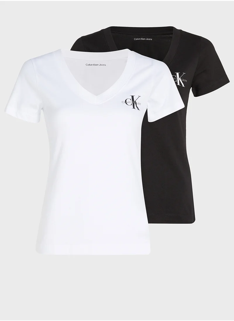 كالفن كلاين جينز 2-Pack Monologo V-Neck Tee