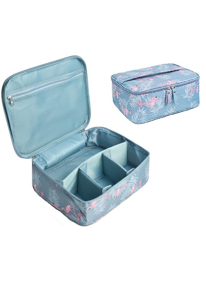 DHVYANT MART Classic Flamingo Design Partation Travel Cosmetic Bag Double Zipper Pouch Removable Partitions Easy Storage for Jewelery-Toiletry-Travel Accessiores Ideal for Men & Women Pack of 1 - Image 1