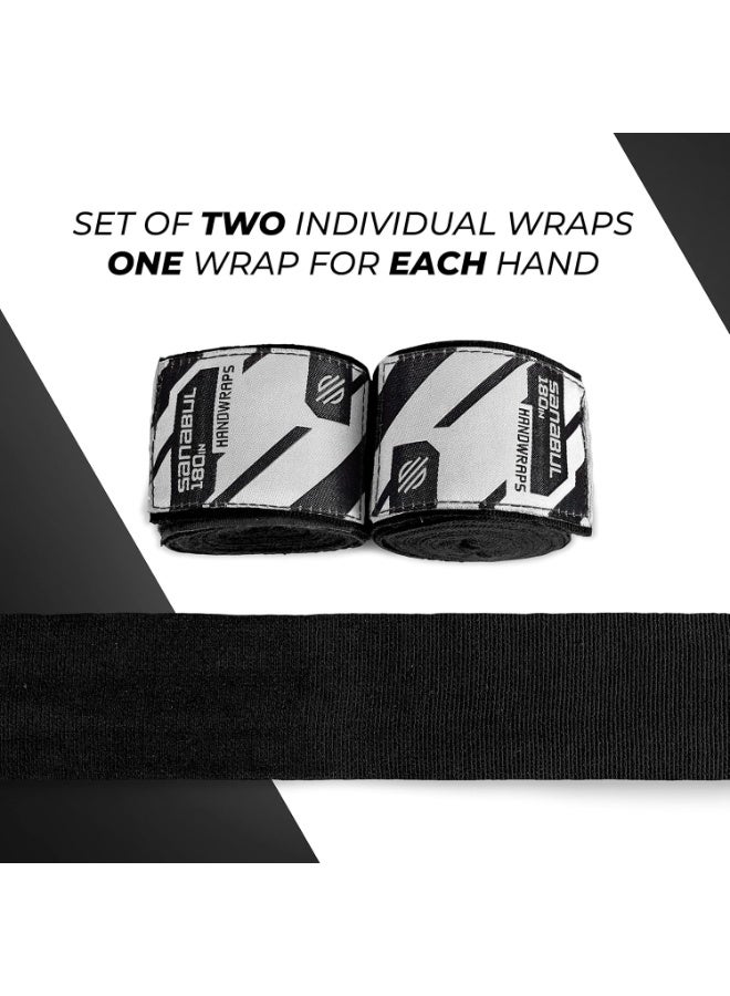 Sanabul  Elastic Professional 180 Inch Hand Wraps – Boxing, Kickboxing, Muay Thai & MMA, Black - Image 2