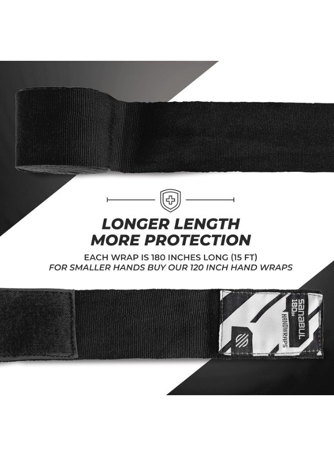 Sanabul  Elastic Professional 180 Inch Hand Wraps – Boxing, Kickboxing, Muay Thai & MMA, Black - Image 4