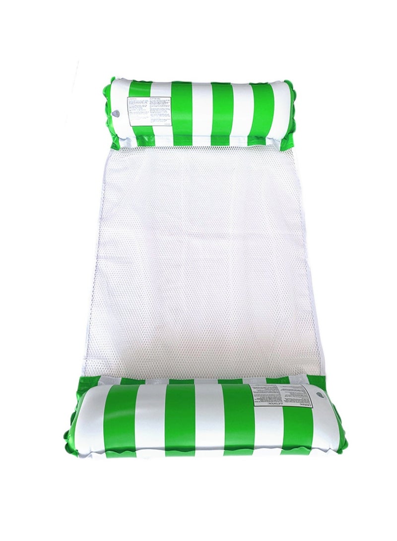 Inflatable Pool Float Hammock Lounger, 4-in-1 Multi-Purpose Water Float Chair, Stripe Mesh Swimming Pool Float for Adults (Green) - Image 3