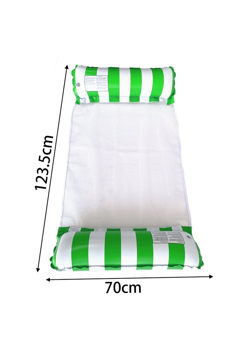 Inflatable Pool Float Hammock Lounger, 4-in-1 Multi-Purpose Water Float Chair, Stripe Mesh Swimming Pool Float for Adults (Green) - Image 2