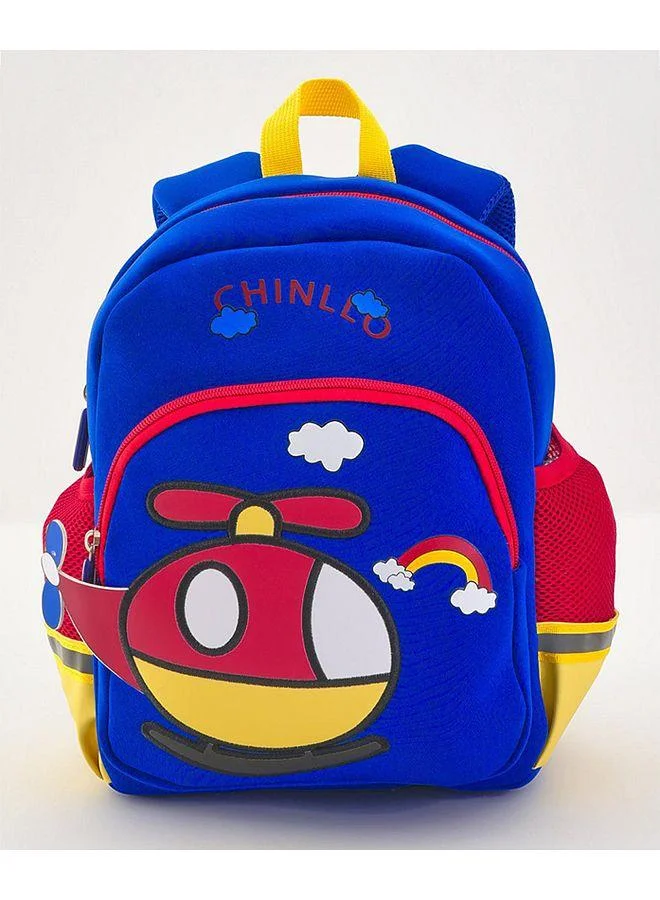 Bonfino Bonfino Helicopter School Bag, Padded Shoulder Straps, Adjustable Fit, Breathable Mesh Back, 6 Years+, Blue - 12 Inches