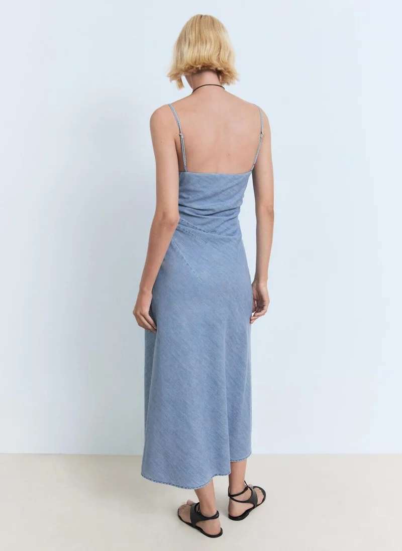 MANGO Draped denim dress