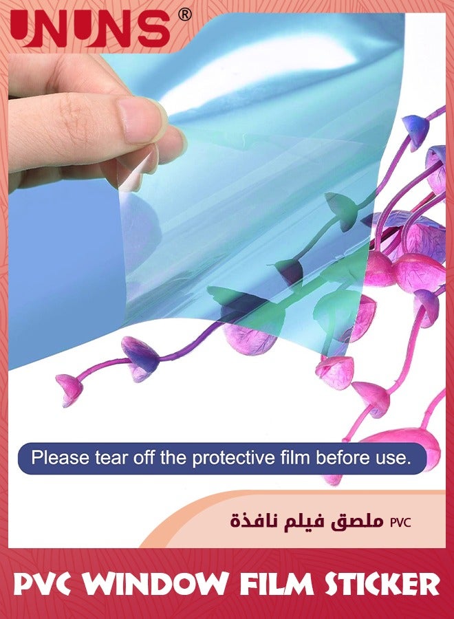 UNUNS PVC Window Film Sticker,One-Way Privacy Mirror Reflective Film,Heat Control Window Film,Sun Blocking Anti UV Reflective Window Tint For Home,Blue Silver 90x200cm - Image 5