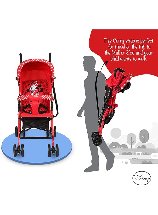 Minnie Mouse Lightweight Adventure Stroller + Storage Cabin 3 36 Months Compact Design Shoulder - Image 3