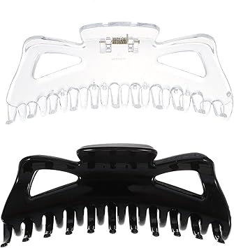 minkissy 2pcs large hair clips large 14cm55in Hair Claw Clips for ThickThin Hair Hair Catch Clips Nonslip Hair Grips for Women Miss Girls Acrylic Black Transparent - Image 1
