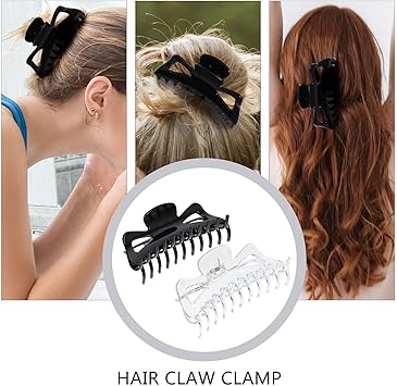 minkissy 2pcs large hair clips large 14cm55in Hair Claw Clips for ThickThin Hair Hair Catch Clips Nonslip Hair Grips for Women Miss Girls Acrylic Black Transparent - Image 4
