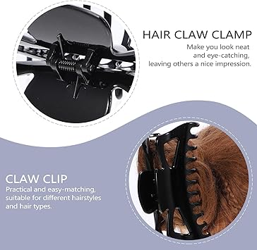 minkissy 2pcs large hair clips large 14cm55in Hair Claw Clips for ThickThin Hair Hair Catch Clips Nonslip Hair Grips for Women Miss Girls Acrylic Black Transparent - Image 3