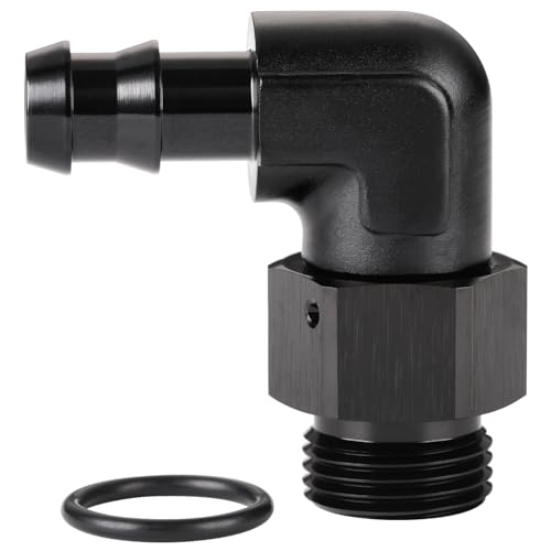 Podavelle 10AN 10 ORB Male to 12 Hose Barb 90 Degree Fitting Adapter Aluminum Black - Image 1
