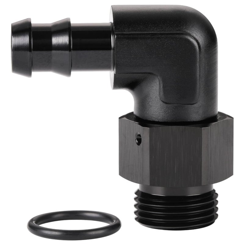 Podavelle 10AN 10 ORB Male to 12 Hose Barb 90 Degree Fitting Adapter Aluminum Black - Image 2