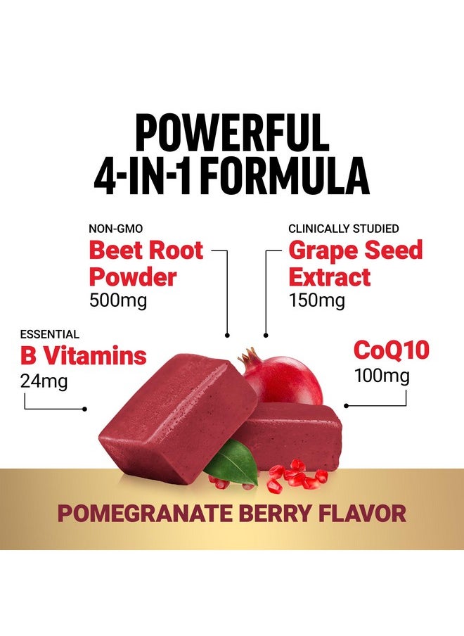 Force Factor FORCE FACTOR Total Beets Ultimate Heart Health Blood Pressure Support Chews with CoQ10, Beet Root Powder, Grape Seed Extract, Blood Pressure Supplement for Circulation & Blood Flow, 60 Soft Chews  - Image 4