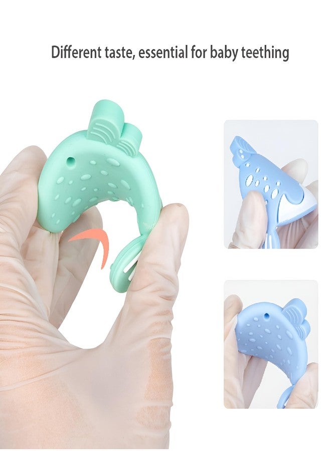 Rukan Teether 6 to 12 Months Baby Toys Soft Textured to Soothe Gums, Perfect for 3 to 6 Months BPA Free, Easy to Clean - NO Choke Design Squirrel-Fish (Green) 2-Pack - Image 5