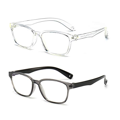 AHXLL Kids Blue Light Blocking Glasses 2 Pack, Anti Eyestrain & UV Protection, Computer Gaming TV Phone Glasses for Boys Girls Age 3-9 (Clear+ Transparent Black) - Image 5