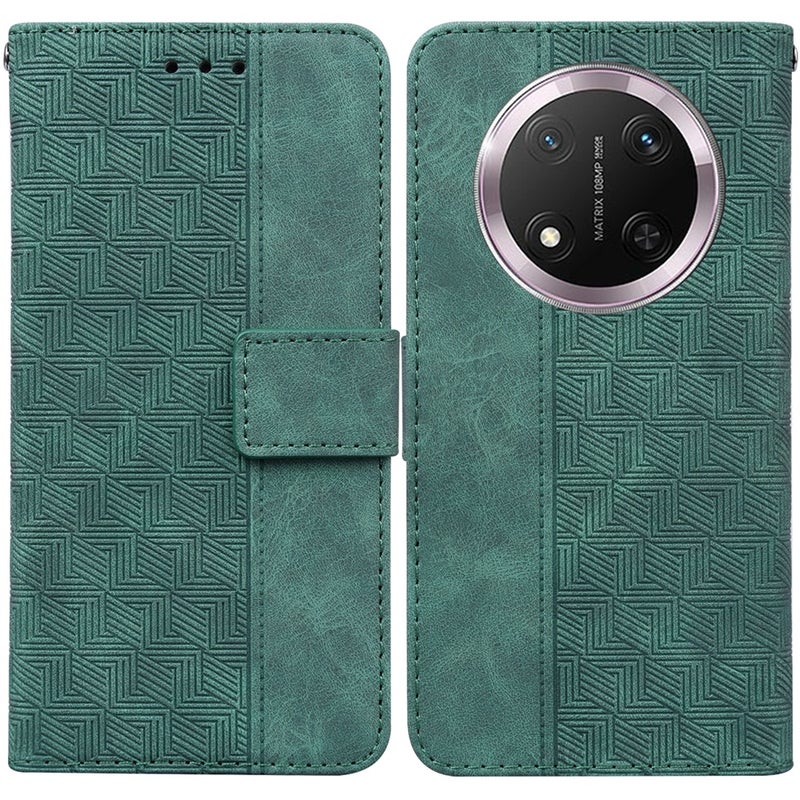 HuHa Case Cover For Honor X9c Geometric Embossed Leather Phone Case(Green) - Image 1