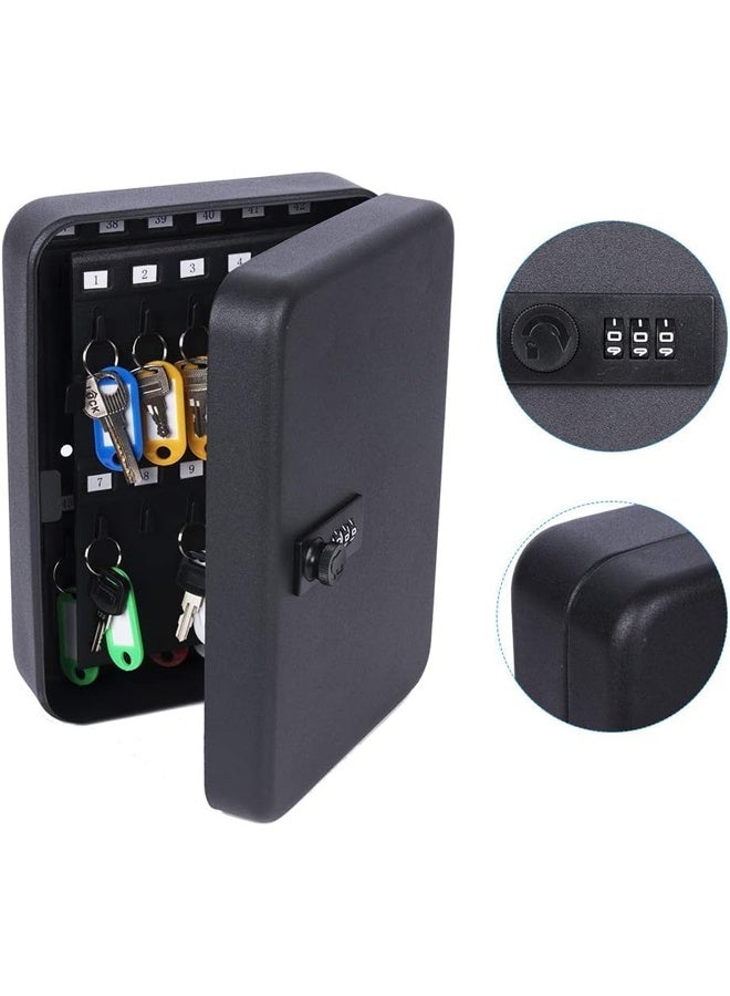 DUNISO 48-Digit Key Cabinet With Combination Lock, Resettable Black Digital Safe, Wall Mounted Key Organizer With Colorful Key Label Stickers And Hooks,Black  - Image 1